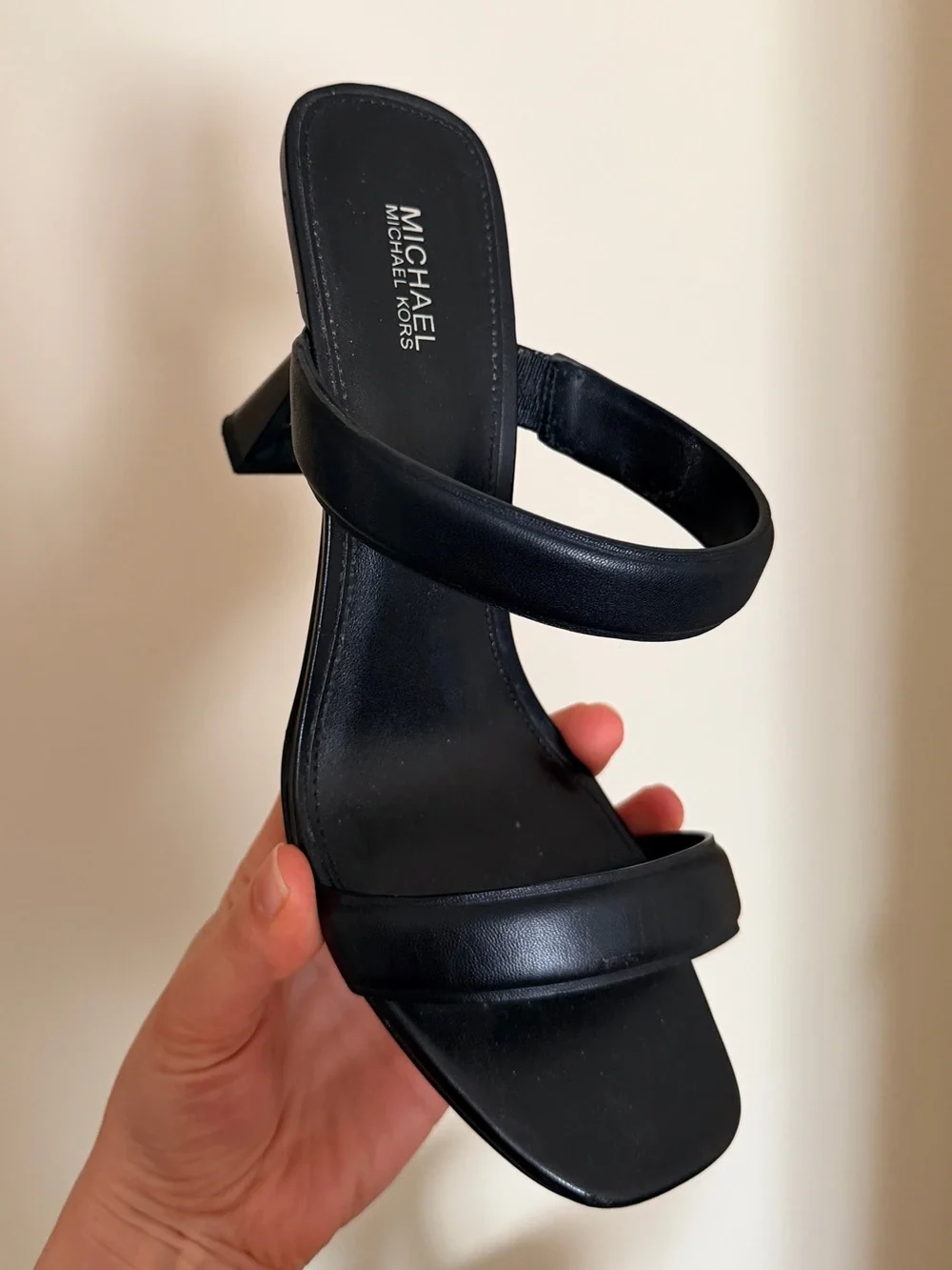 Michael Kors Black Double-Band Slide Heels